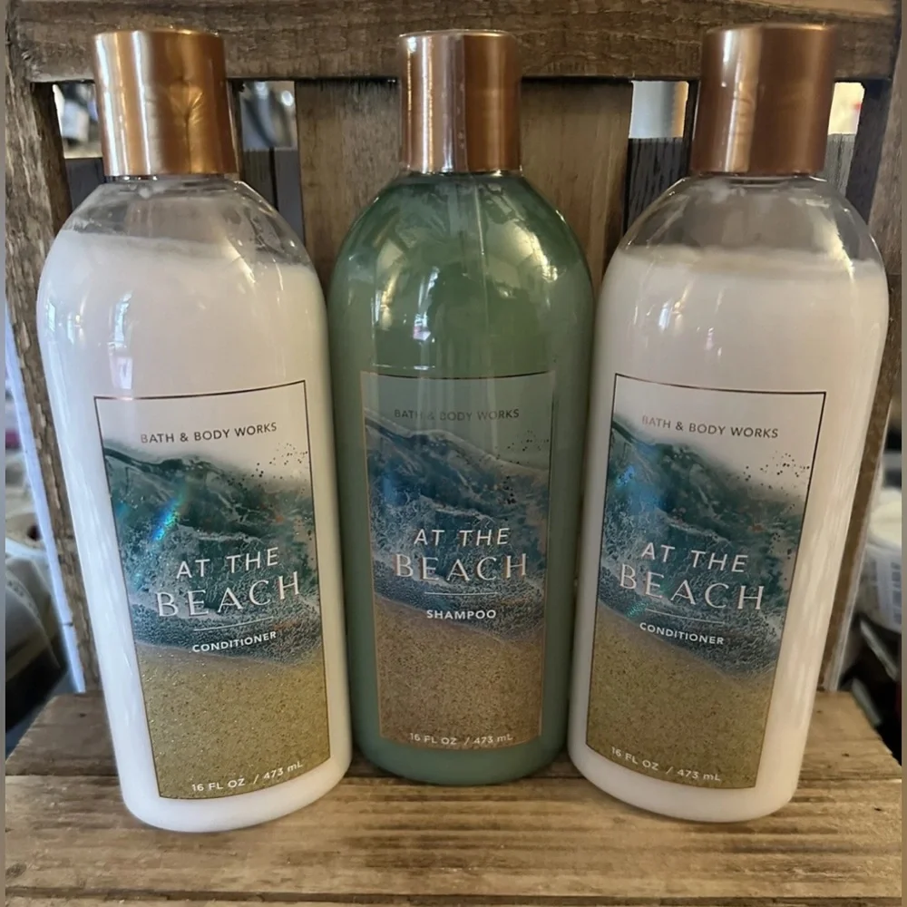 Bath & Body Works Shampoo & Conditioner Lot AT THE BEACH 16oz Full Size 3pc Set - Picture 1 of 1